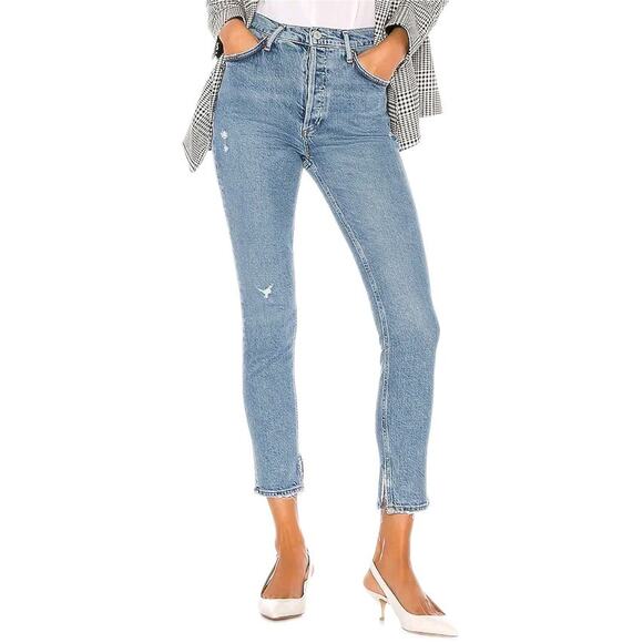 AGOLDE Nico High Rise Slim in Headlines Light Wash Stretch Denim Women's 25 - Picture 1 of 6